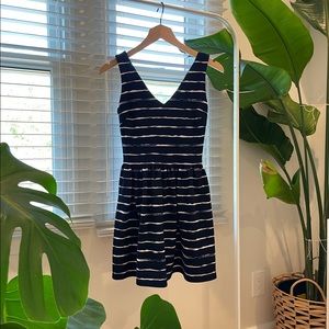 AQUA Navy & White Stripe Mini Dress